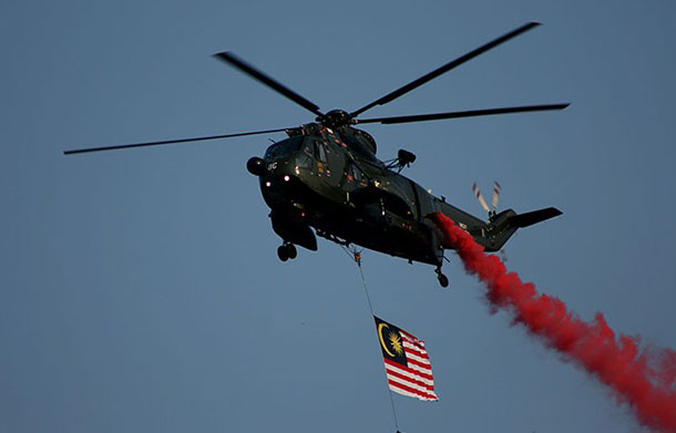 Helicopter flyover during Merdeka Day celebrations