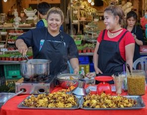 One of many food stands and food carts found in Bangkok